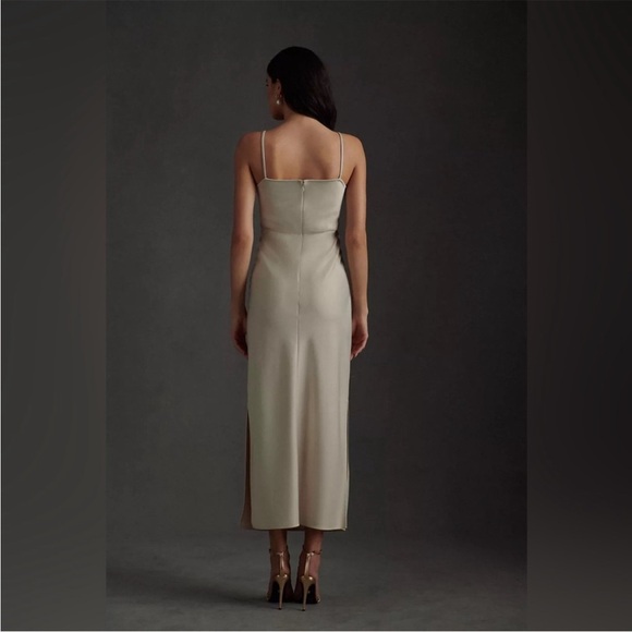 NWT BHLDN Cali Satin Cowl-Neck Midi Slip Dress In Champagne Anthropologie size 0 - Picture 2 of 6
